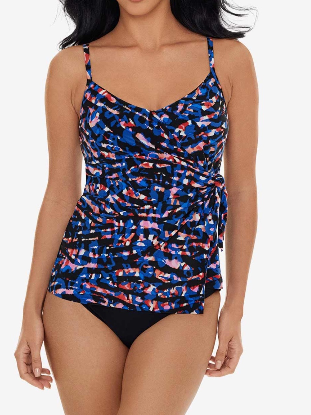 Magic Suit Blue, Pink & Black Abstract Print Tankini Top